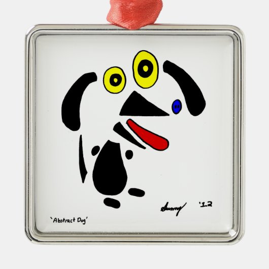 Abstrakter Hundeschmuck Silbernes Ornament (Vorne)