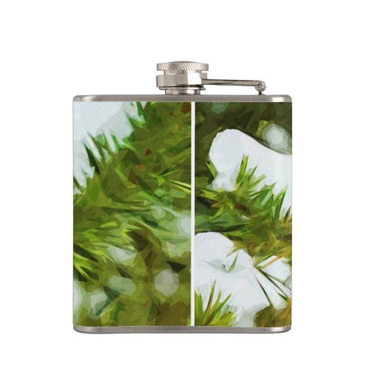 Abstrakter Impressionismus der verschneiten Pine Flachmann (Rückseite)