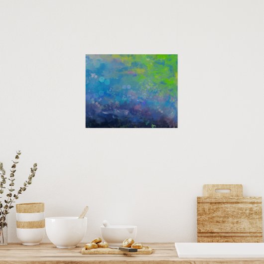 Abstrakter Impressionist Wasserliliensee Poster (Küche)