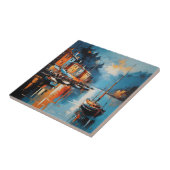 Abstrakter impressionistischer Hafen bei Sonnenunt Fliese (Seite)