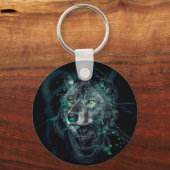 Abstrakter Indianerwolf Schlüsselanhänger (Vorderseite)