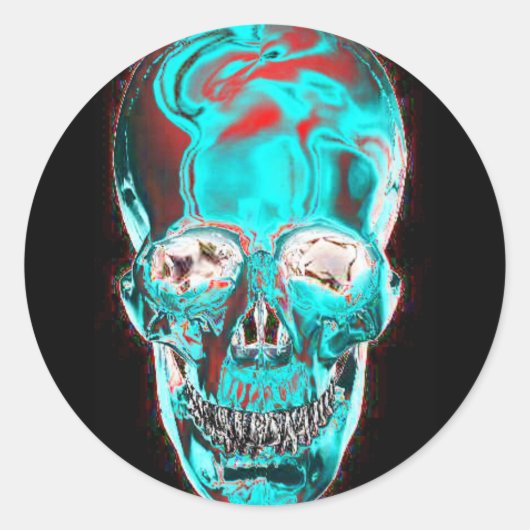 Abstrakter Indiglo Skull 2 Runder Aufkleber (Vorderseite)