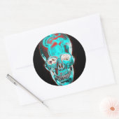 Abstrakter Indiglo Skull 2 Runder Aufkleber (Umschlag)
