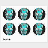 Abstrakter Indiglo Skull 2 Runder Aufkleber (Blatt)