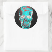 Abstrakter Indiglo Skull 2 Runder Aufkleber (Tasche)