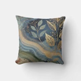 Abstrakter Indigo-Golden Leaf Artwork Style 24 Kissen