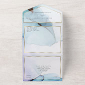 Abstrakter Indigo Lavender Aquamarine Ink All In One Einladung (Außenbereich)