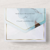 Abstrakter Indigo Lavender Aquamarine Ink All In One Einladung (Rückseite)