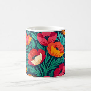 Abstrakter Indischer Mohn Schmetterlinge Kaffeetas Kaffeetasse