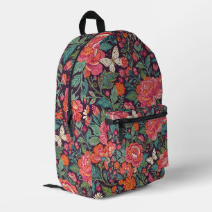 Abstrakter indischer Textil-Blumen-Pfingstrosen-Ru Bedruckter Rucksack