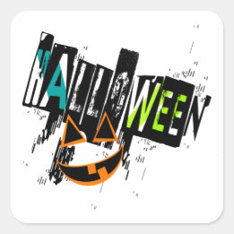 Abstrakter Jack O' Lantern Halloween-Grinsen Quadratischer Aufkleber