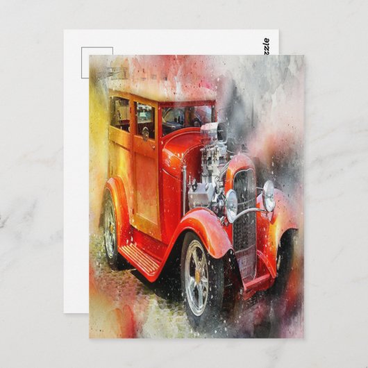 Abstrakter Jahrgang Auto Postkarte (Vorne/Hinten)