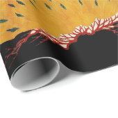 ABSTRAKTER JAPANESISCHER BLACK YELLOW GESCHENKPAPIER (Rolleneckpunkt)