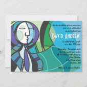 Abstrakter Junge mit Tallis Bar Mitzvah Einladung (Vorderseite)