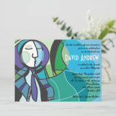 Abstrakter Junge mit Tallis Bar Mitzvah Einladung (Stehend Vorderseite)