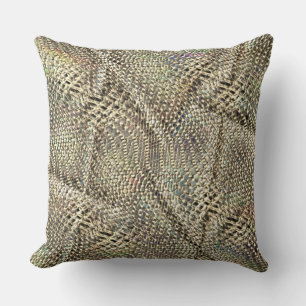 Abstrakter Jute mit leichter goldfarbener Metallfa Kissen