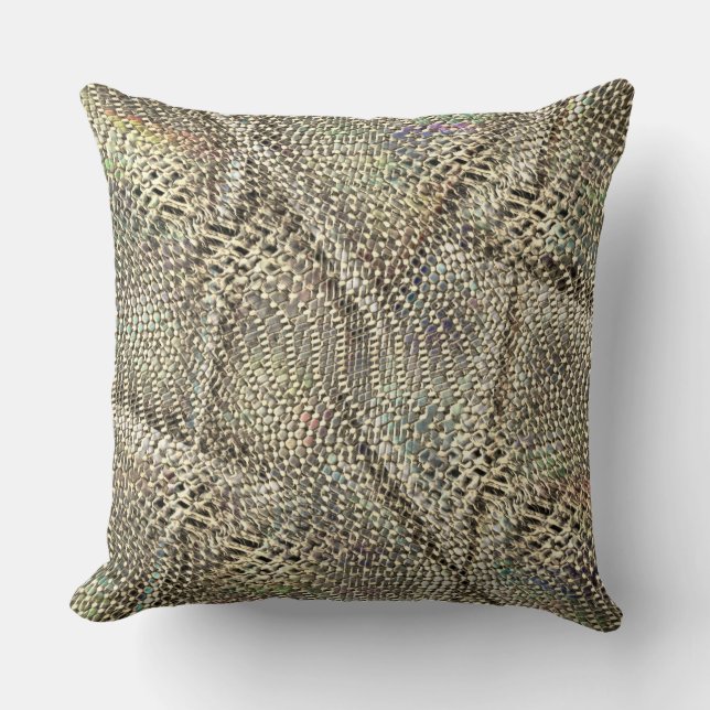 Abstrakter Jute mit leichter goldfarbener Metallfa Kissen (Vorderseite)