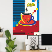 Abstrakter Kaffee Cup Trendkultur Poster (Heimbüro)