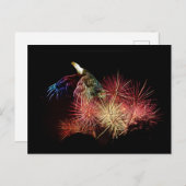 Abstrakter kahler Adler und Feuerwerke Postkarte (Vorne/Hinten)
