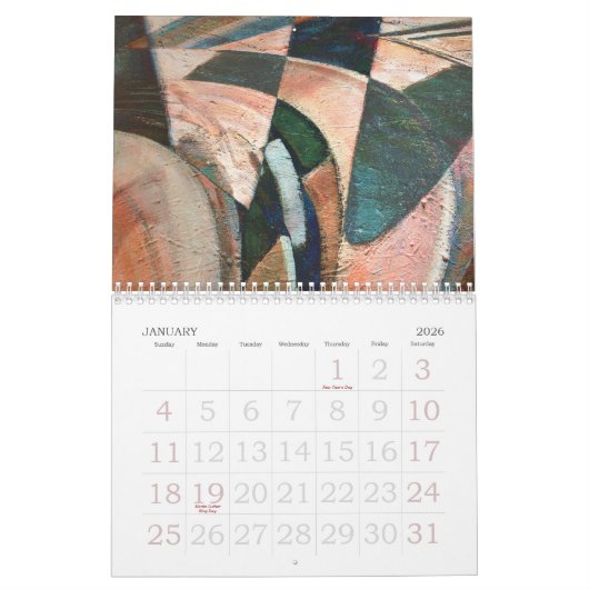 Abstrakter Kalender für experimentelle digitale Ku (Jan 2026)