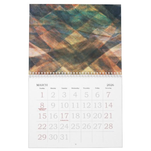 Abstrakter Kalender für experimentelle digitale Ku (Mär 2026)