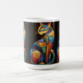 Abstrakter Katzenkaffeebecher – Farbige Geometrie Kaffeetasse (Mittel)