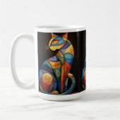 Abstrakter Katzenkaffeebecher – Farbige Geometrie Kaffeetasse (Links)