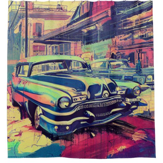 Abstrakter Klassiker 1950er Duschvorhang (Vorderseite)