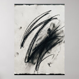Abstrakter Kohle-Skizzenposter | Gestische Linie Poster