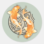 Abstrakter Koi Classic Round Sticker (Vorderseite)