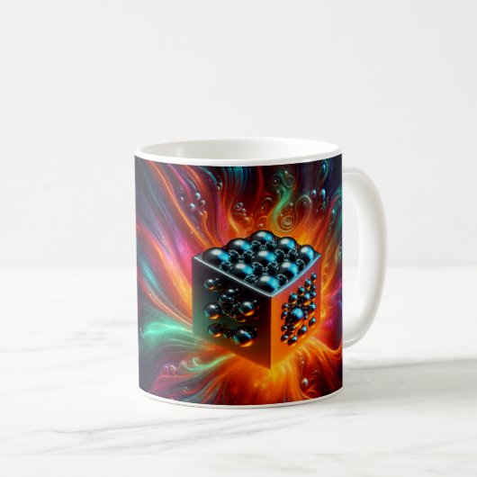 Abstrakter Kosmischer Energiewürfel Kaffeetasse (VorderseiteRechts)