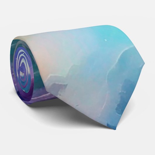 Abstrakter Kosmos Blau, Grau und Lila Krawatte (Gerollt)