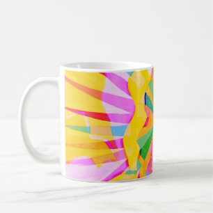 Abstrakter, kreativer zeichn, farbenfroher Hinterg Kaffeetasse