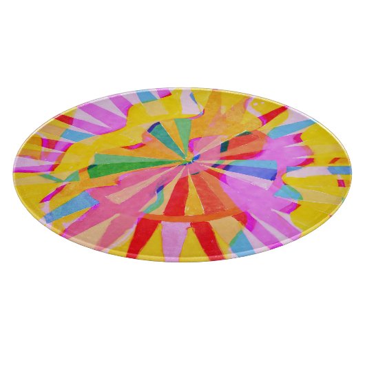 Abstrakter, kreativer zeichn, farbenfroher Hinterg Schneidebrett (Ecke)