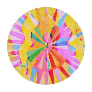 Abstrakter, kreativer zeichn, farbenfroher Hinterg Schneidebrett