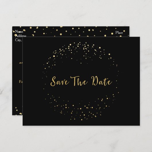 Abstrakter Kreis mit Gold Foil Save the Date Postk Ankündigungspostkarte (Vorne/Hinten)