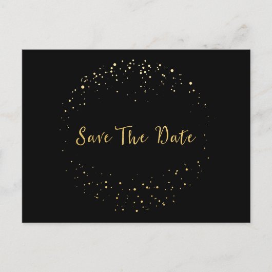 Abstrakter Kreis mit Gold Foil Save the Date Postk Ankündigungspostkarte (Vorderseite)