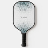 Abstrakter Kreis Schwarzer Halftonpunkt Benutzerde Pickleball Schläger (Rückseite)