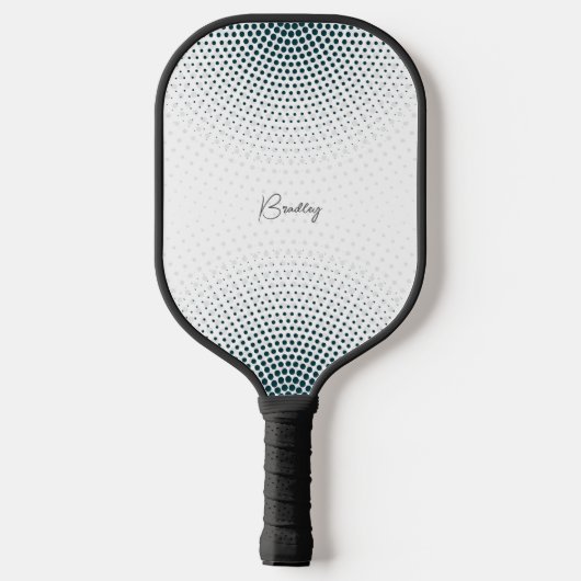 Abstrakter Kreis Schwarzer Halftonpunkt Benutzerde Pickleball Schläger (Rückseite)