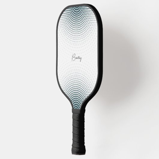 Abstrakter Kreis Schwarzer Halftonpunkt Benutzerde Pickleball Schläger (Links)