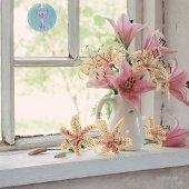 Abstrakter Kristallheilender Engel | Lila und Aqua Ornament Aus Glas