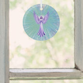 Abstrakter Kristallheilender Engel | Lila und Aqua Ornament Aus Glas