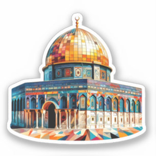Abstrakter Kubismus Aqsa Palestina bunte Kunstwerk Aufkleber