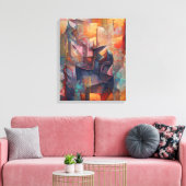 Abstrakter Kubismus - Drei Leinwanddruck (Insitu (Wohnzimmer))