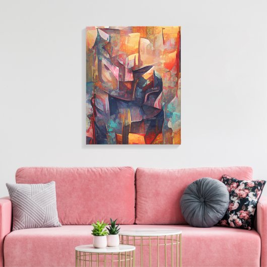 Abstrakter Kubismus - Drei Leinwanddruck (Insitu (Wohnzimmer))