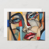 Abstrakter Kubismus Frauenfeind Postkarte (Vorne/Hinten)