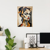 Abstrakter Kubismus Portrait Picasso Inspiriert We Poster (Heimbüro)