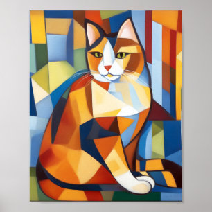 Abstrakter Kubist Calico Cat Poster