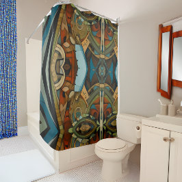 Abstrakter kubistischer Inspirierte Art Déco 1 Duschvorhang