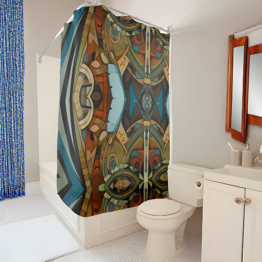 Abstrakter kubistischer Inspirierte Art Déco 1 Duschvorhang